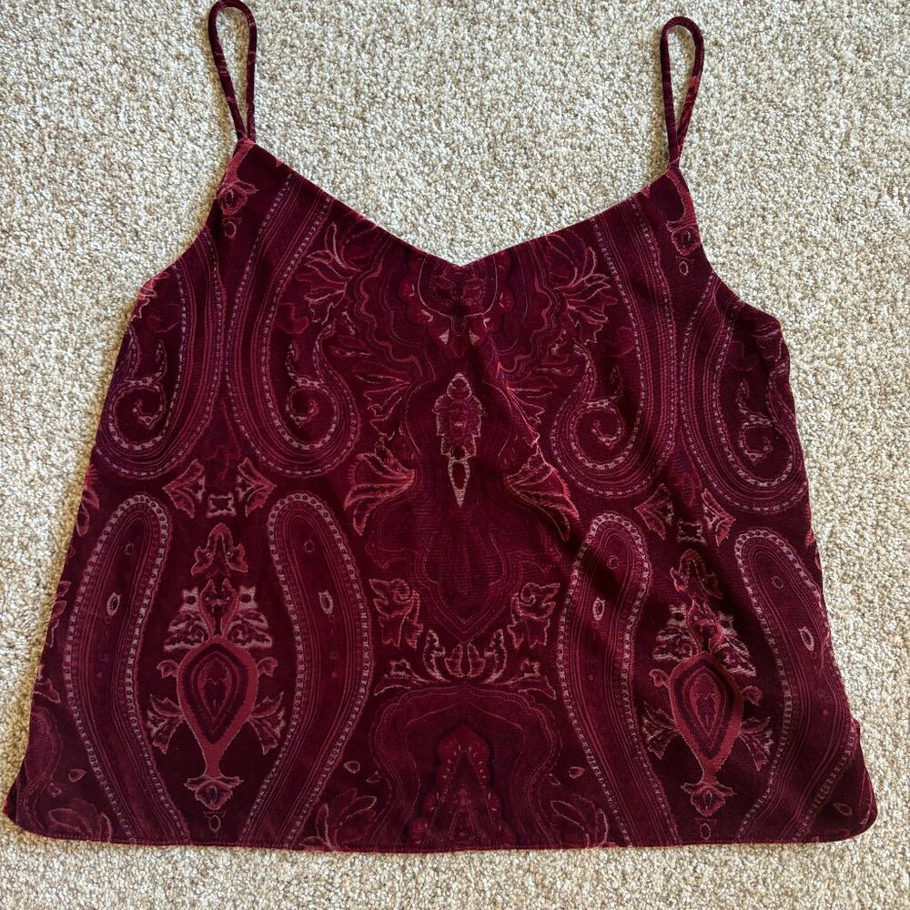 Rachel Zoe Sz M Y2K Velvet Burgundy/Red Tank Top with Adjustable Straps